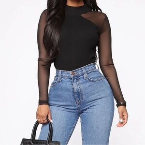 BNWT Black top with mesh sleeves
